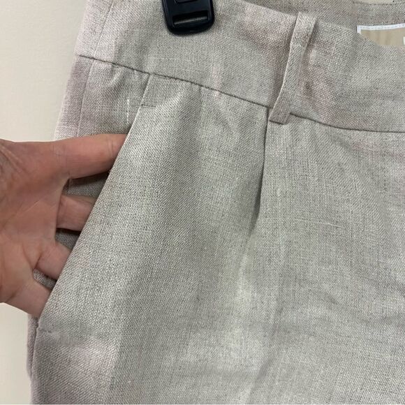 Michael Kors pleated front beige linen shorts Sz 4 - Picture 3 of 7